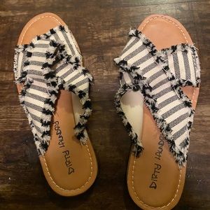 Blue and white striped sandals